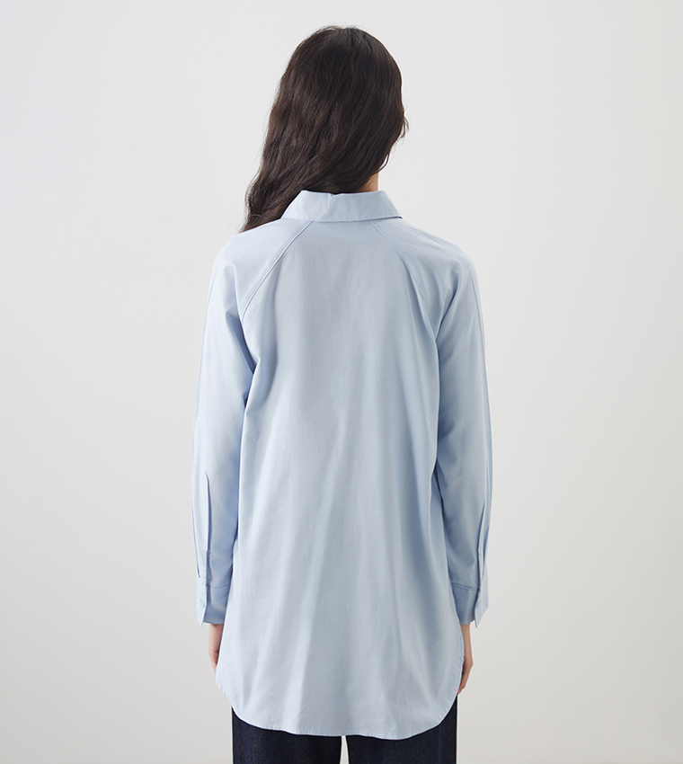 Solid Oversized Poplin Tunic Shirt