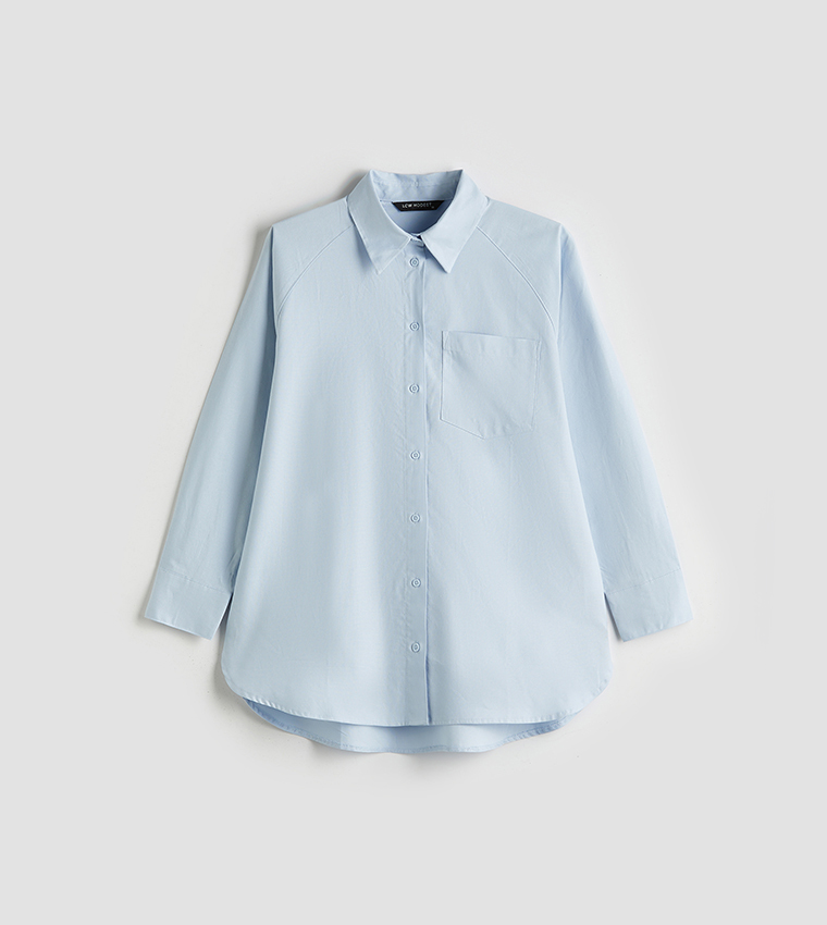 Solid Oversized Poplin Tunic Shirt