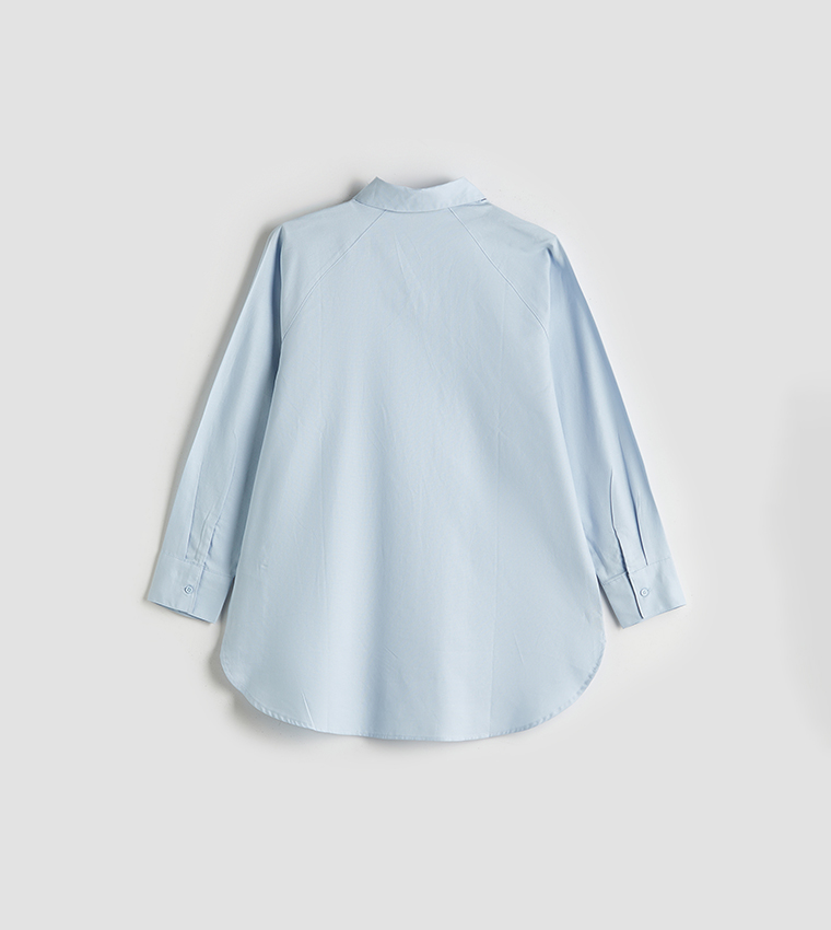 Solid Oversized Poplin Tunic Shirt