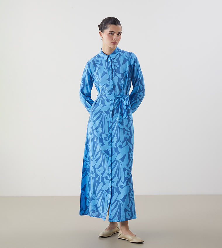 Printed Long Sleeves Maxi Dress