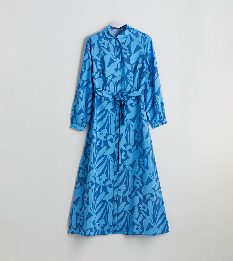 Printed Long Sleeves Maxi Dress