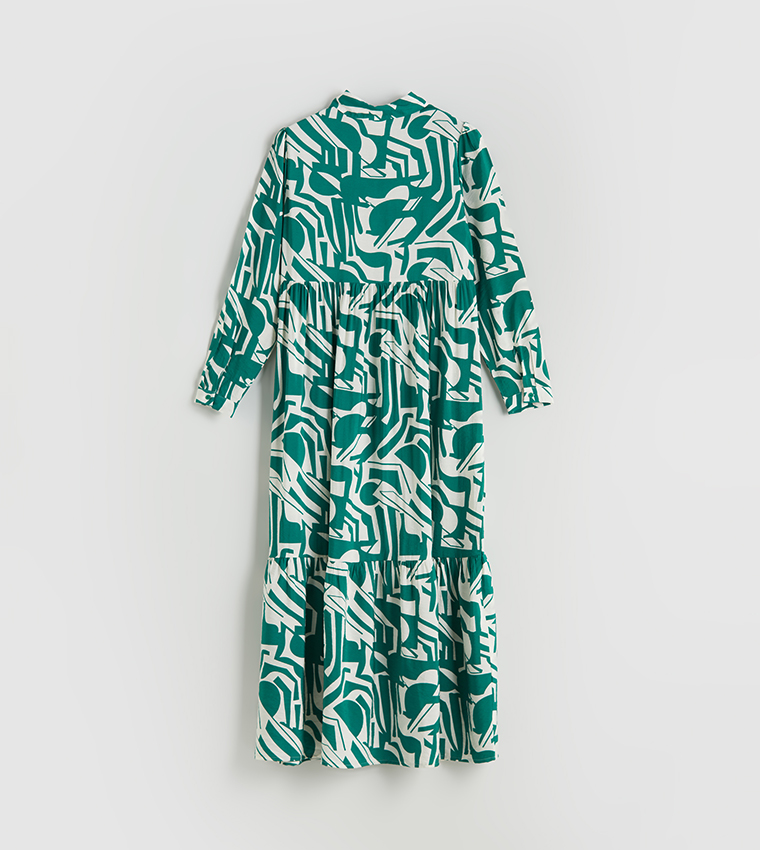 Printed Long Sleeves Maxi Dress