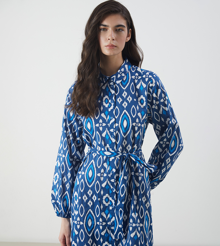 Printed Long Sleeves Maxi Dress