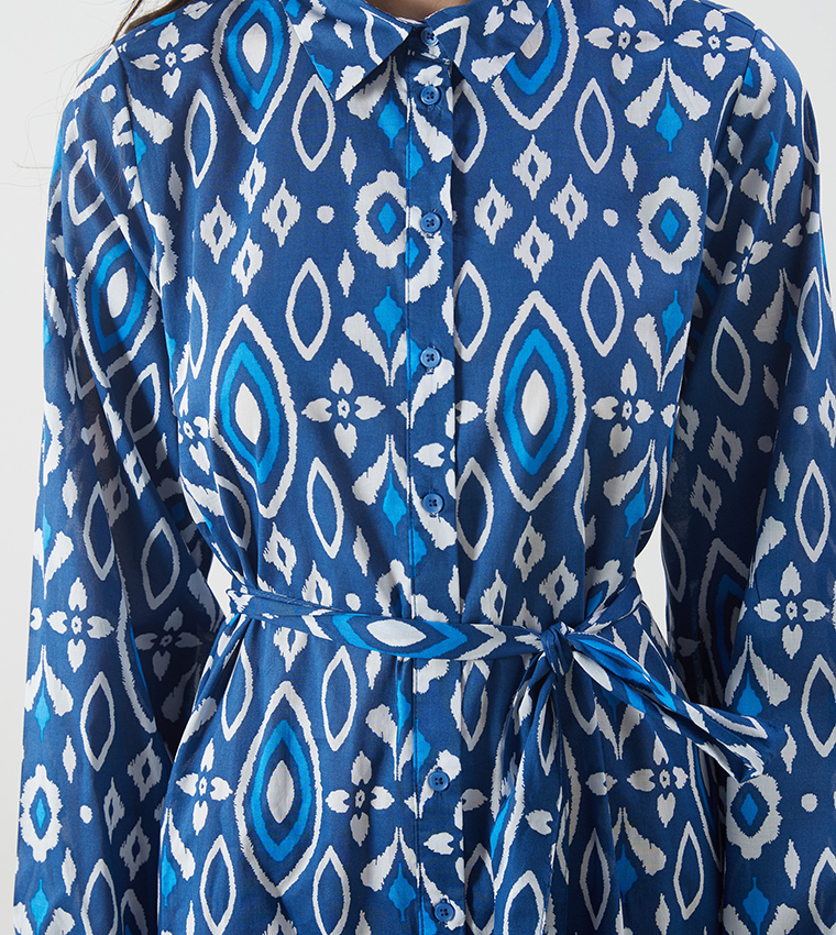 Printed Long Sleeves Maxi Dress