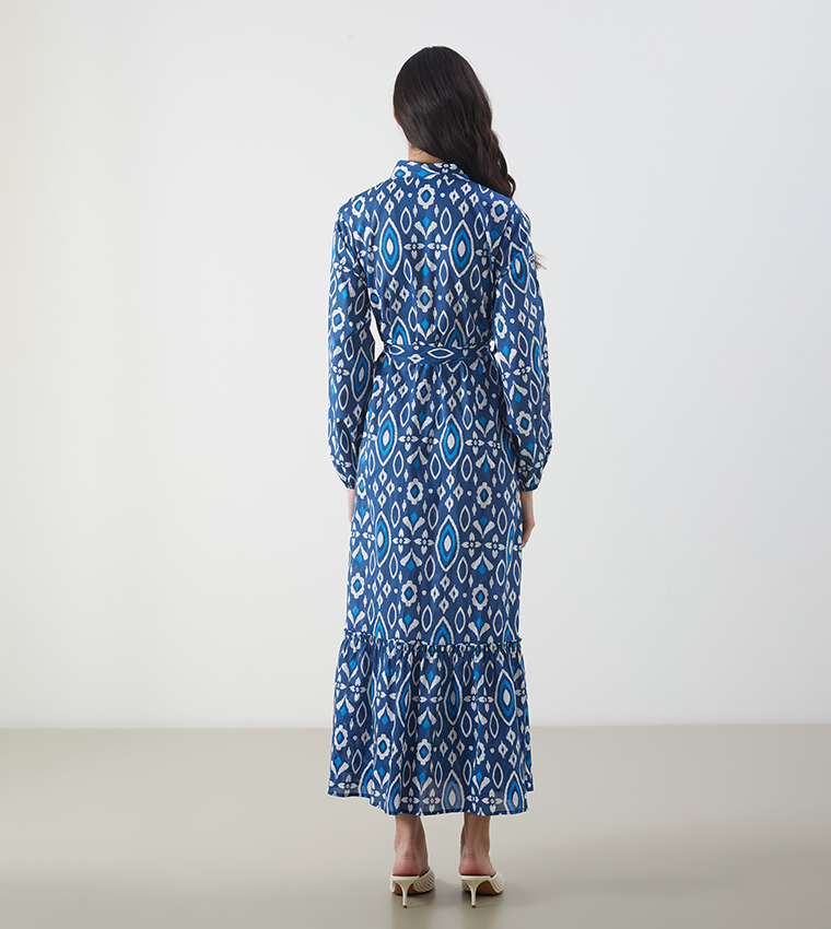 Printed Long Sleeves Maxi Dress