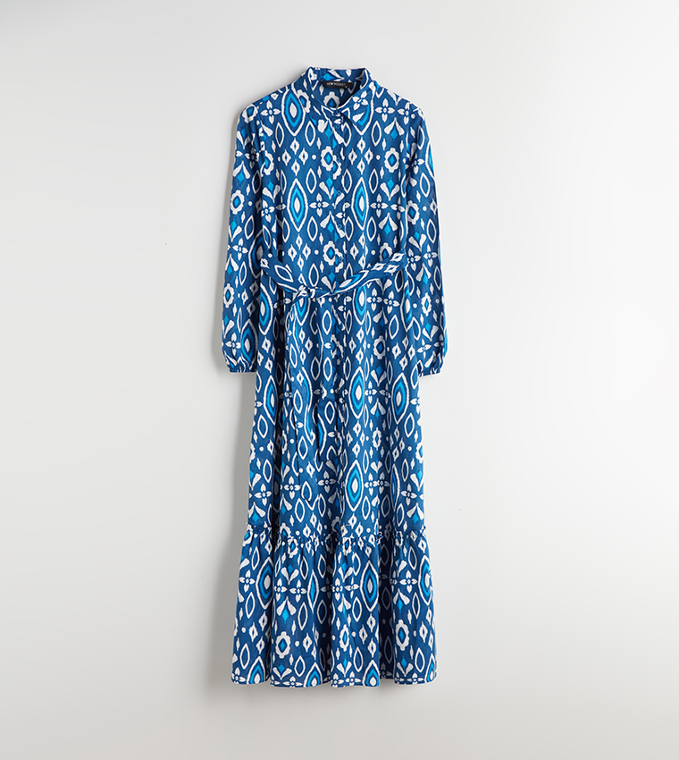 Printed Long Sleeves Maxi Dress
