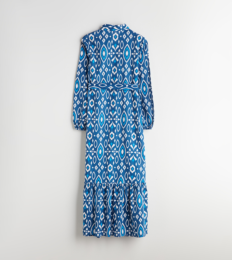 Printed Long Sleeves Maxi Dress