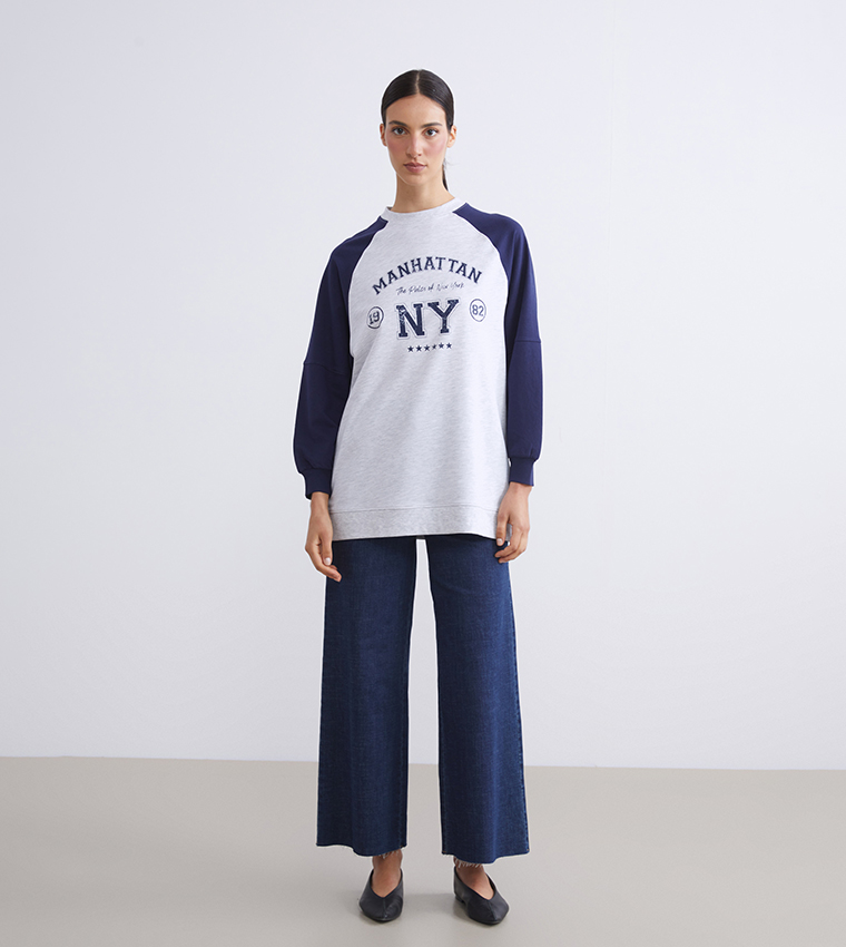 Printed Long Sleeves Oversized Sweatshirt