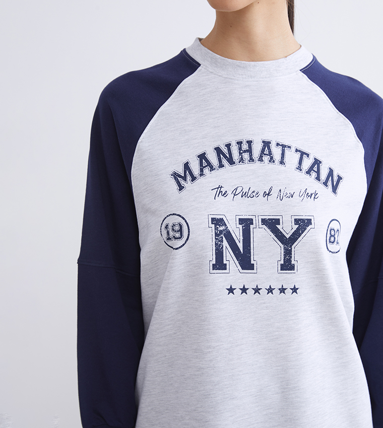 Printed Long Sleeves Oversized Sweatshirt