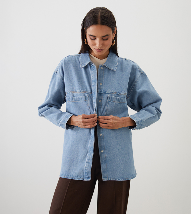 Washed Long Sleeves Denim Shirt