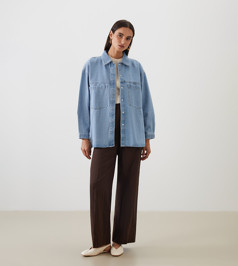 Washed Long Sleeves Denim Shirt