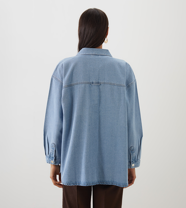 Washed Long Sleeves Denim Shirt