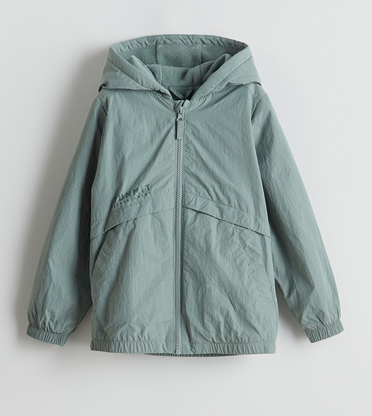 Solid Zip-Through Hooded Raincoat