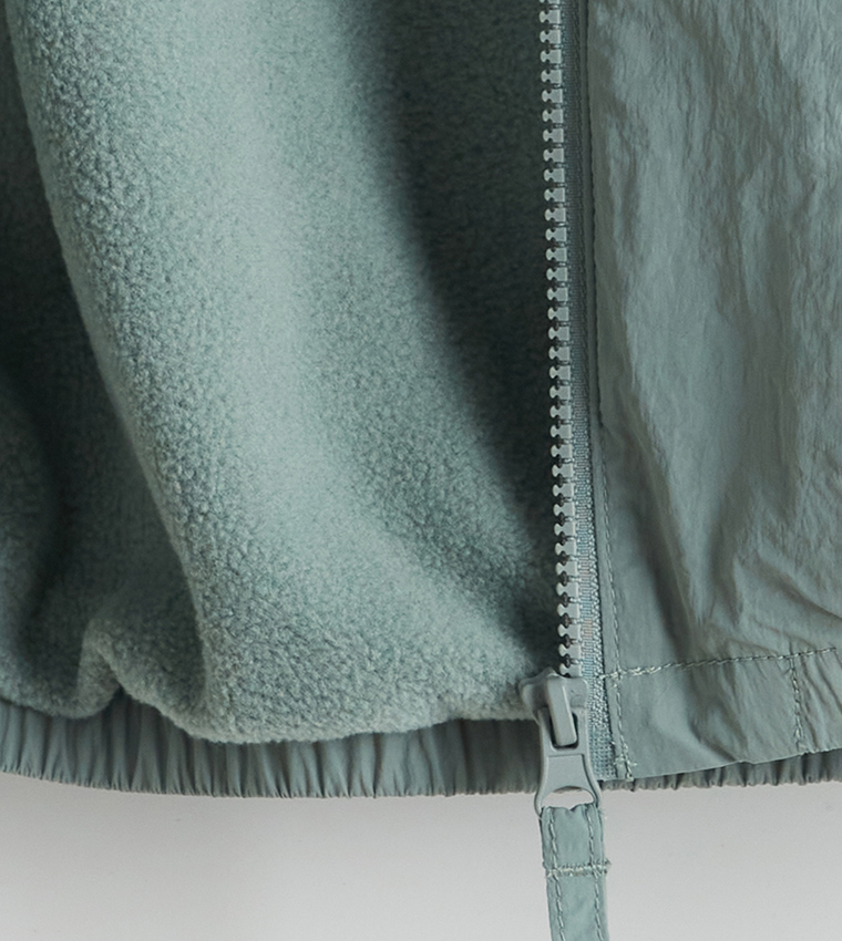 Solid Zip-Through Hooded Raincoat