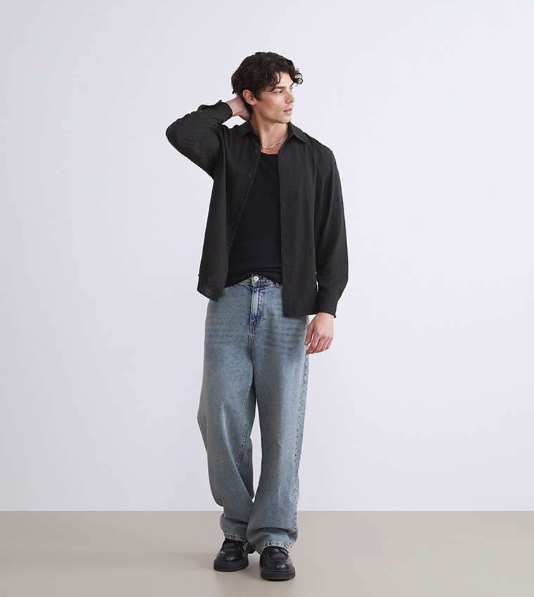 Textured Long Sleeves Regular Fit Shirt