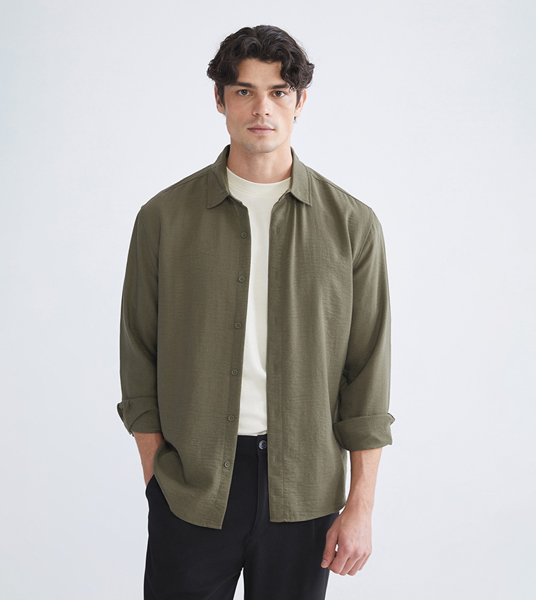 Textured Long Sleeves Regular Fit Shirt