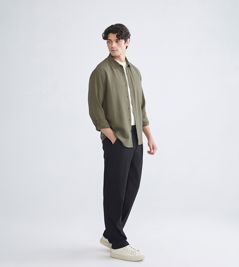 Textured Long Sleeves Regular Fit Shirt