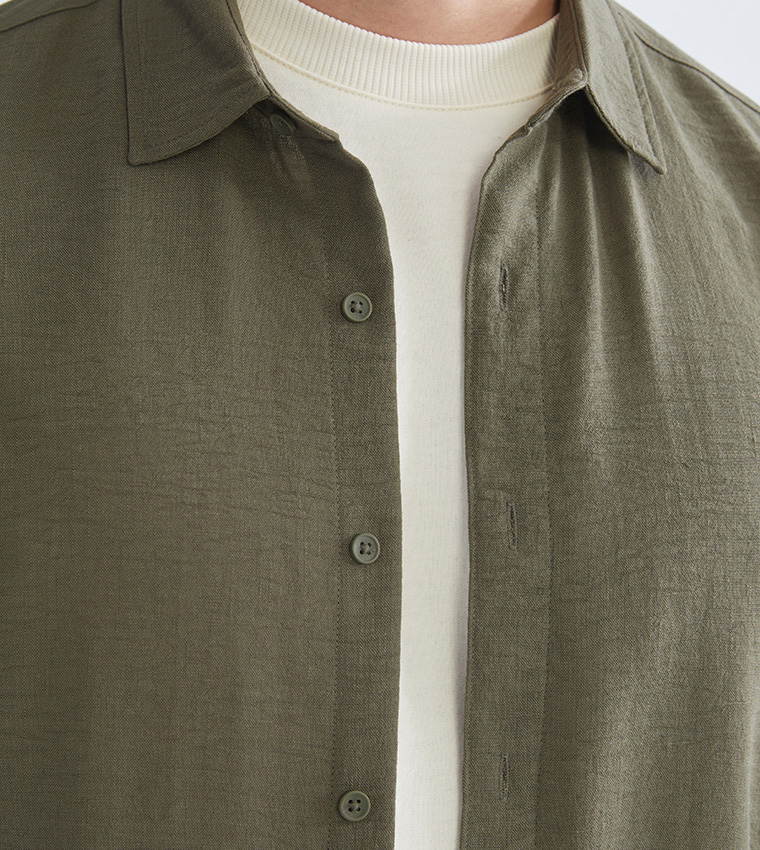 Textured Long Sleeves Regular Fit Shirt