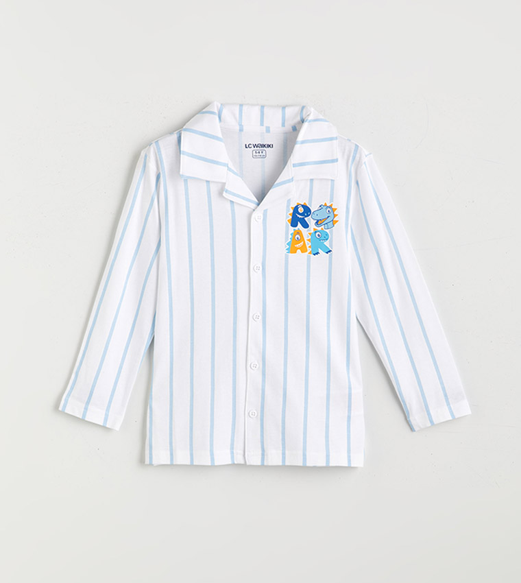 Striped Collared Pyjama Set