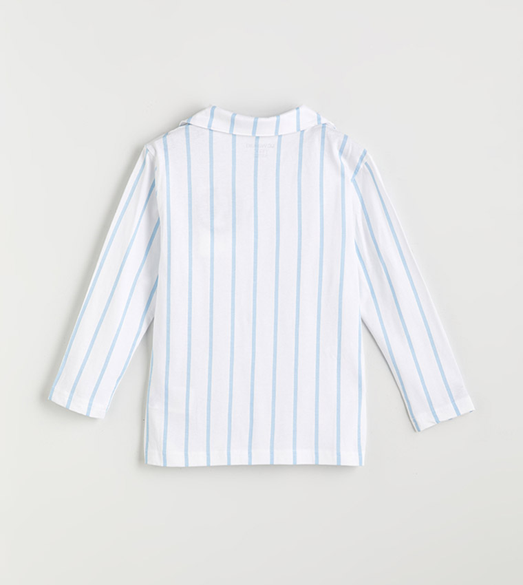 Striped Collared Pyjama Set