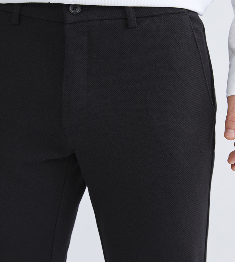 Solid Mid Rise Slim Fit Trousers
