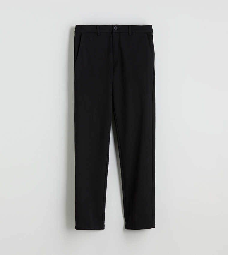Solid Mid Rise Slim Fit Trousers