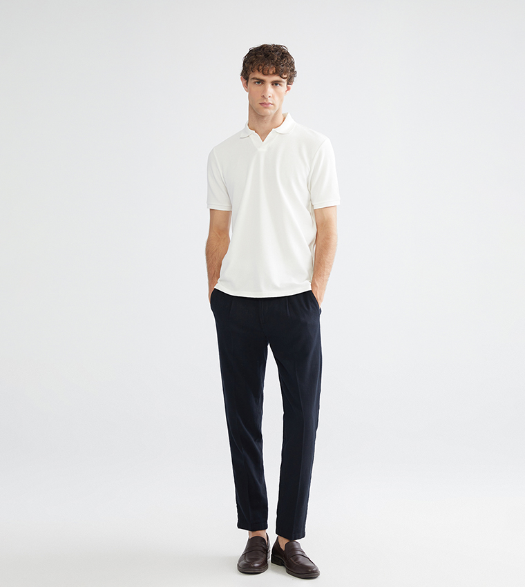 Linen Look Slim Fit Trousers