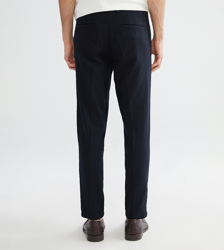 Linen Look Slim Fit Trousers