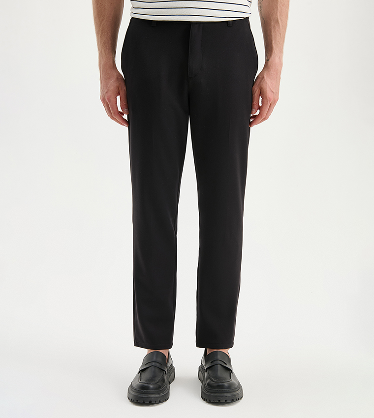 Solid Button-Closure Woven Trousers