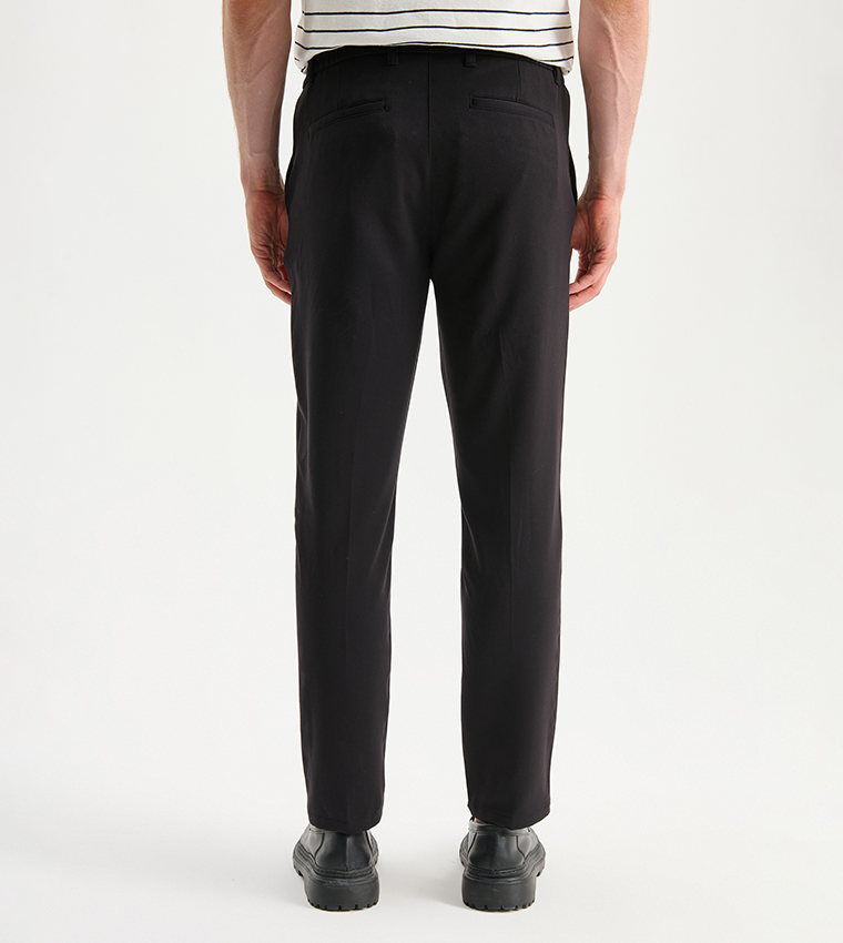 Solid Button-Closure Woven Trousers