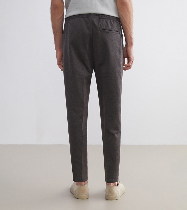 Solid Mid Rise Slim Fit Trousers