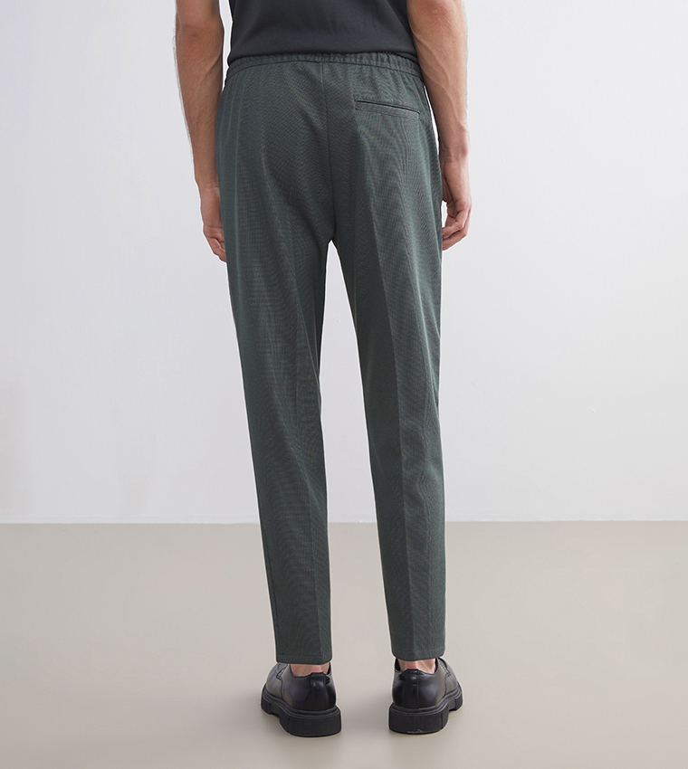Solid Mid Rise Slim Fit Trousers
