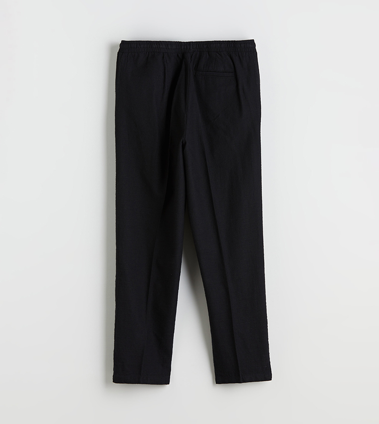 Solid Drawstring Waist Slim Fit Trousers