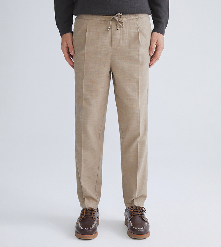 Linen Look Slim Fit Trousers