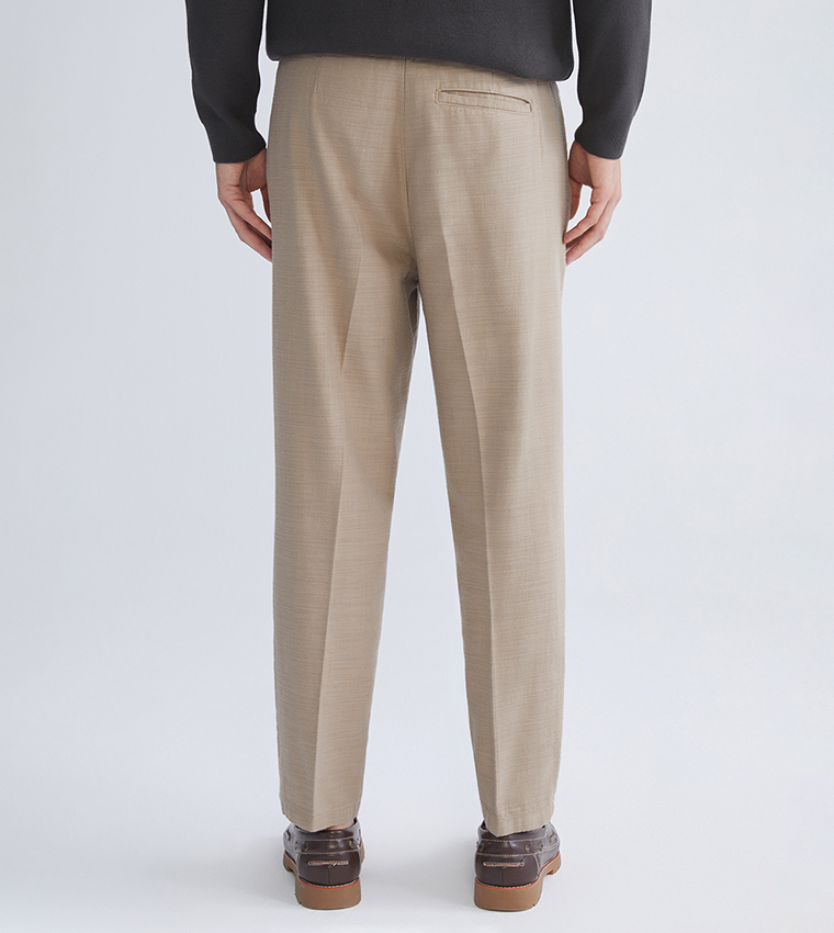 Linen Look Slim Fit Trousers