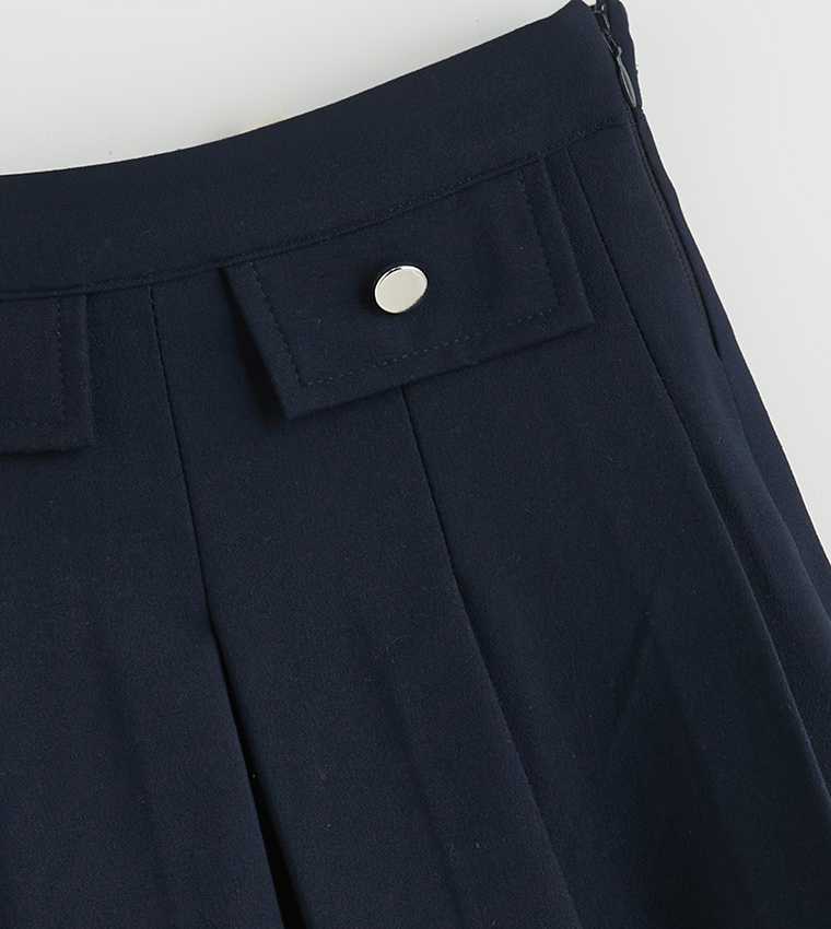 Gabardine Pleated Mini Skirt