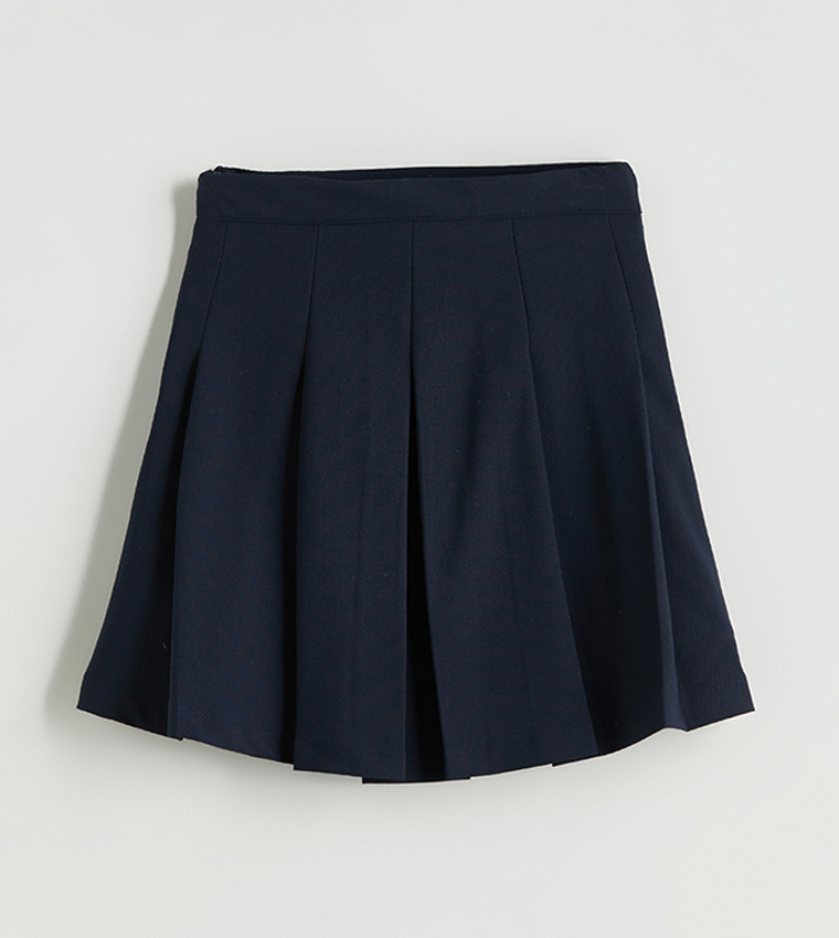 Gabardine Pleated Mini Skirt