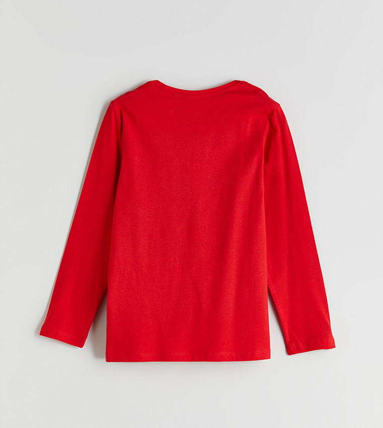 طقم بيجاما بطبعة وياقة مستديرة 