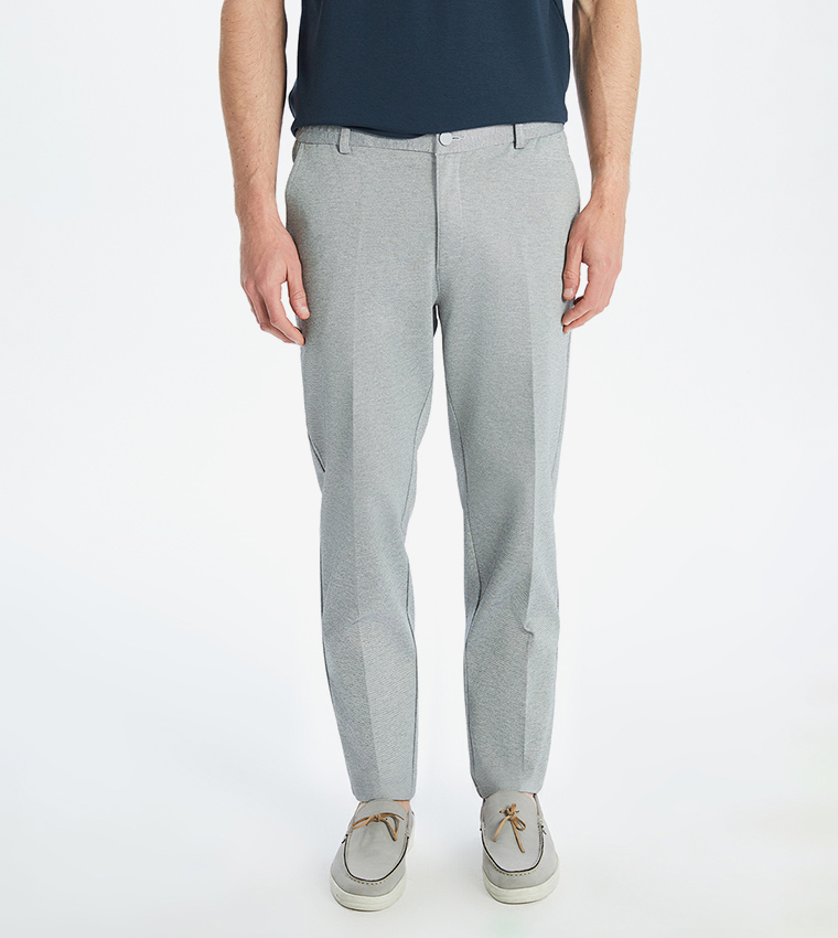 Solid Mid Rise Slim Fit Trousers
