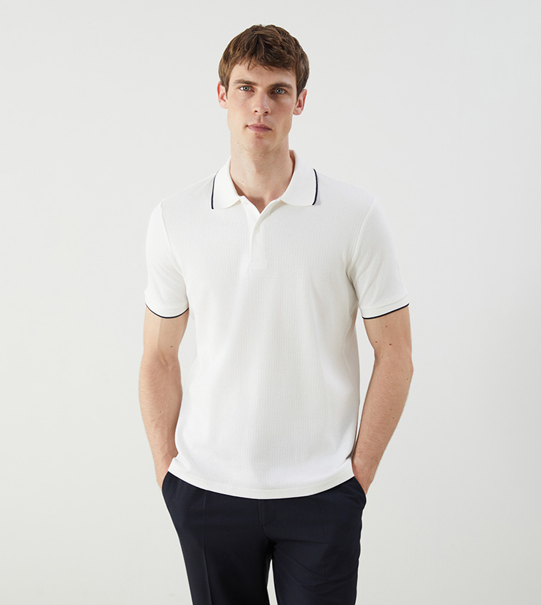 Textured Short Sleeves Polo T-Shirt