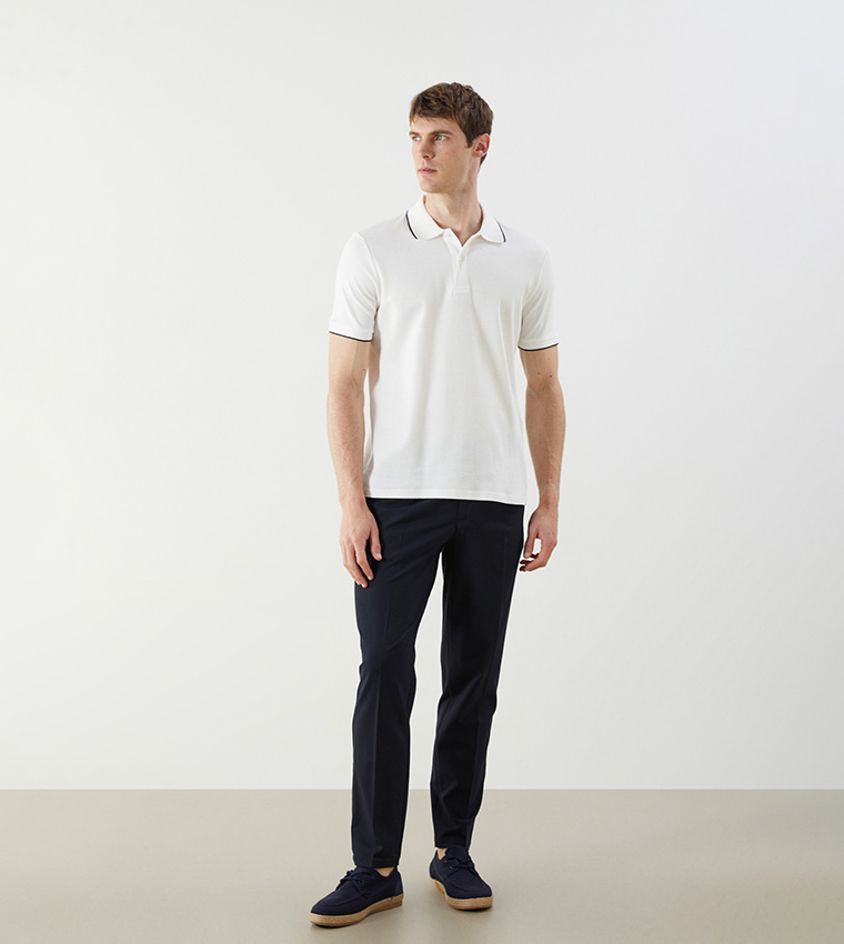 Textured Short Sleeves Polo T-Shirt