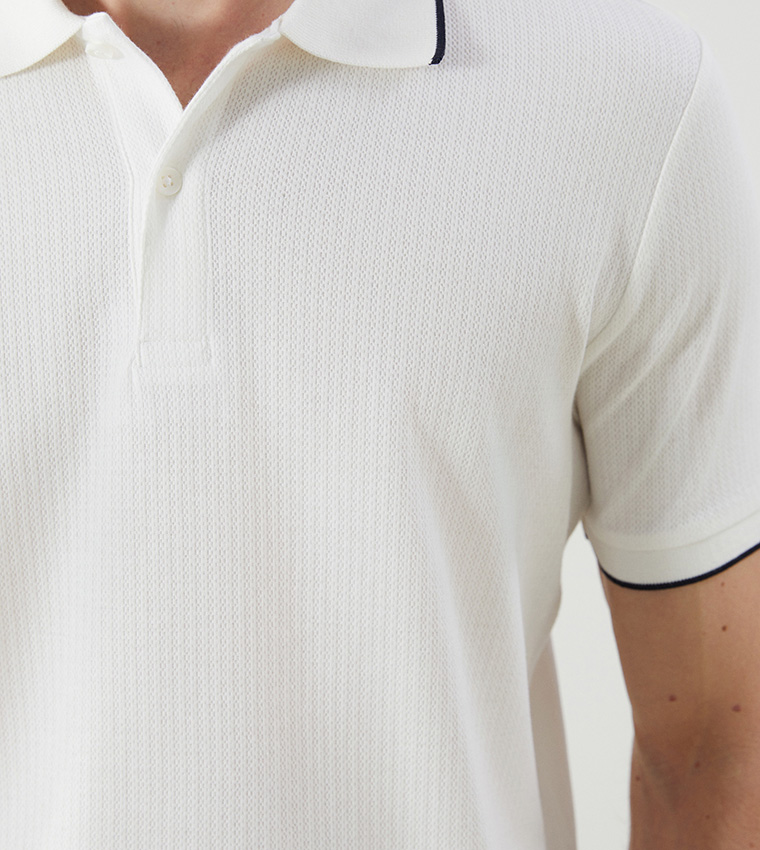 Textured Short Sleeves Polo T-Shirt