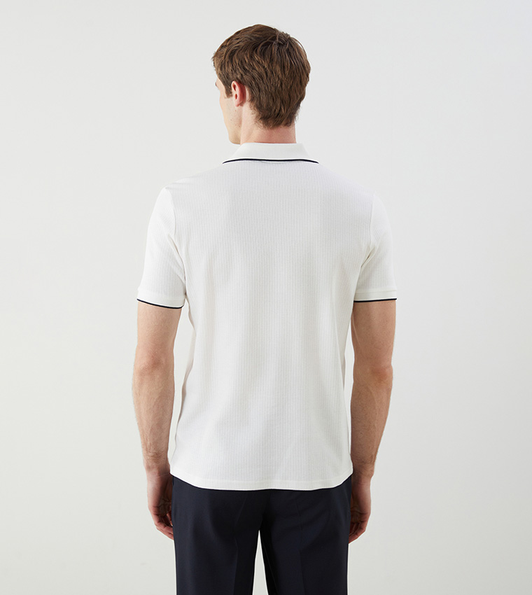 Textured Short Sleeves Polo T-Shirt