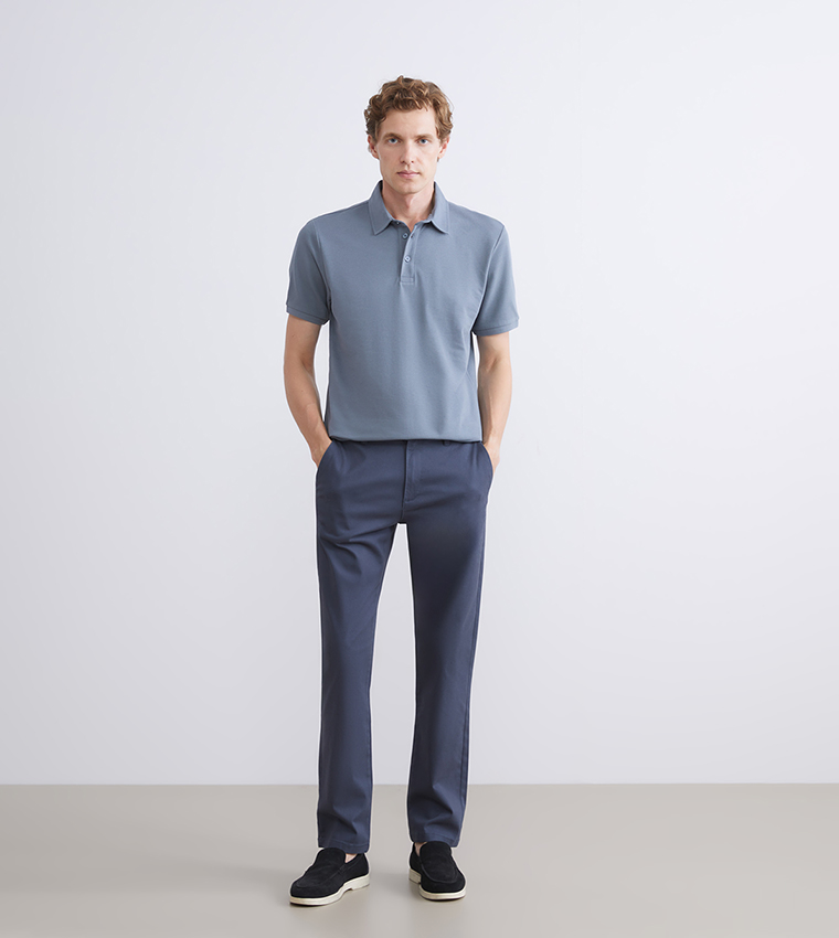 Solid Mid Rise Gabardine Chinos