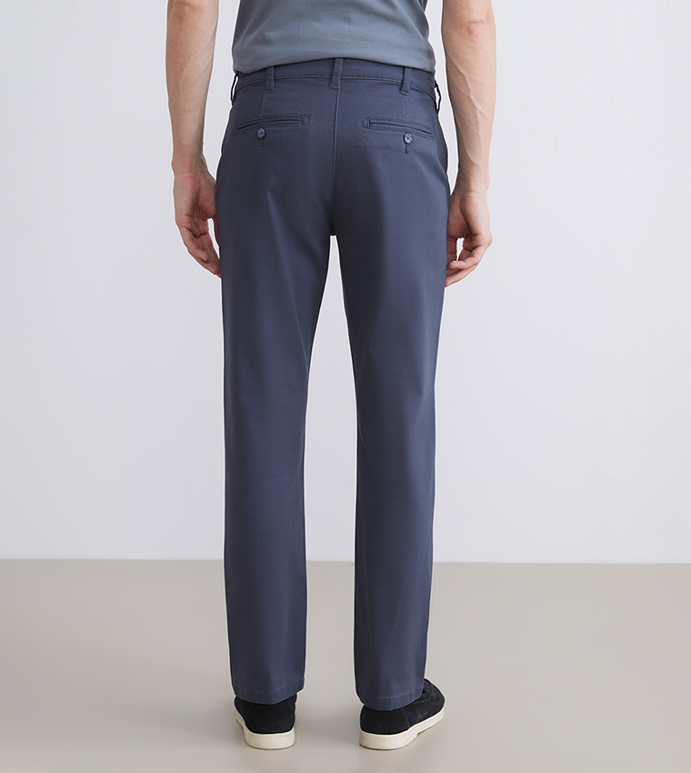 Solid Mid Rise Gabardine Chinos