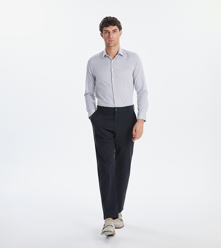 Solid Mid Rise Slim Fit Trousers