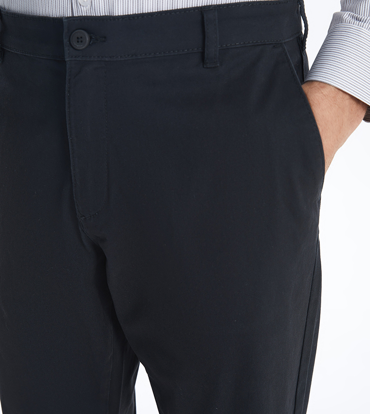 Solid Mid Rise Slim Fit Trousers
