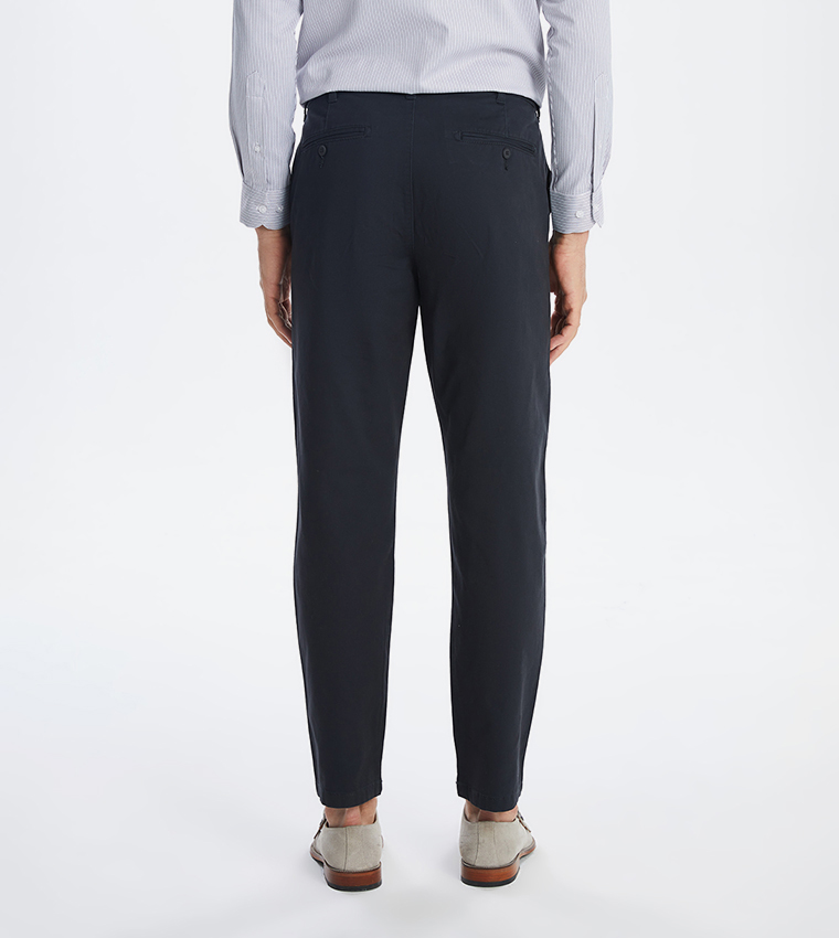 Solid Mid Rise Slim Fit Trousers
