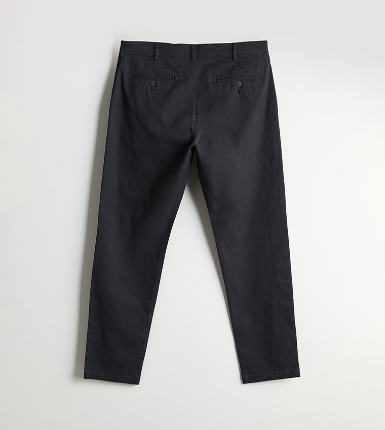 Solid Mid Rise Slim Fit Trousers