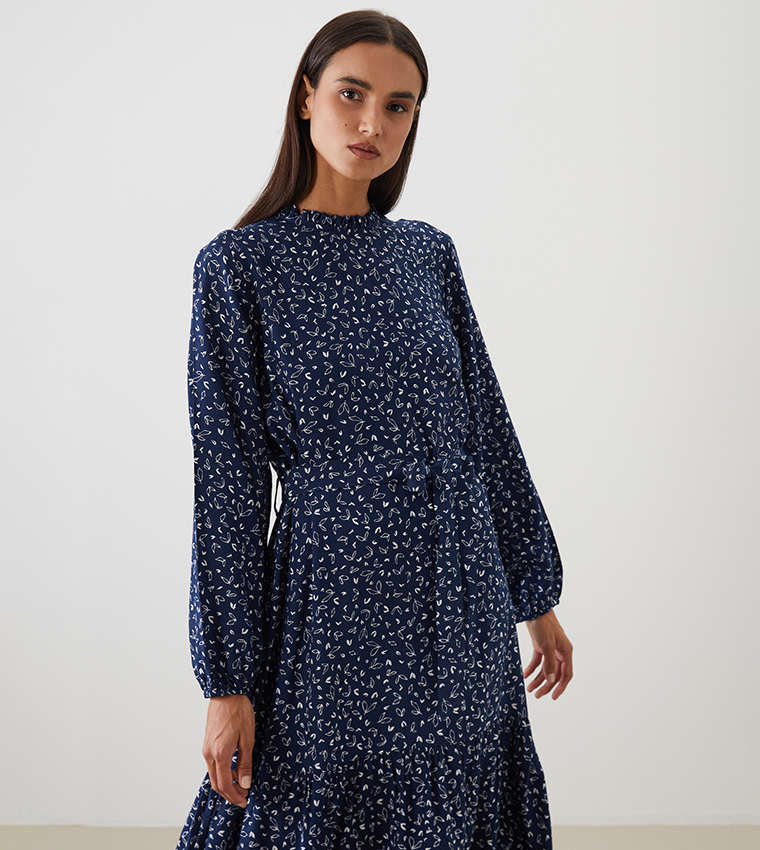 Printed Long Sleeves Maxi Dress